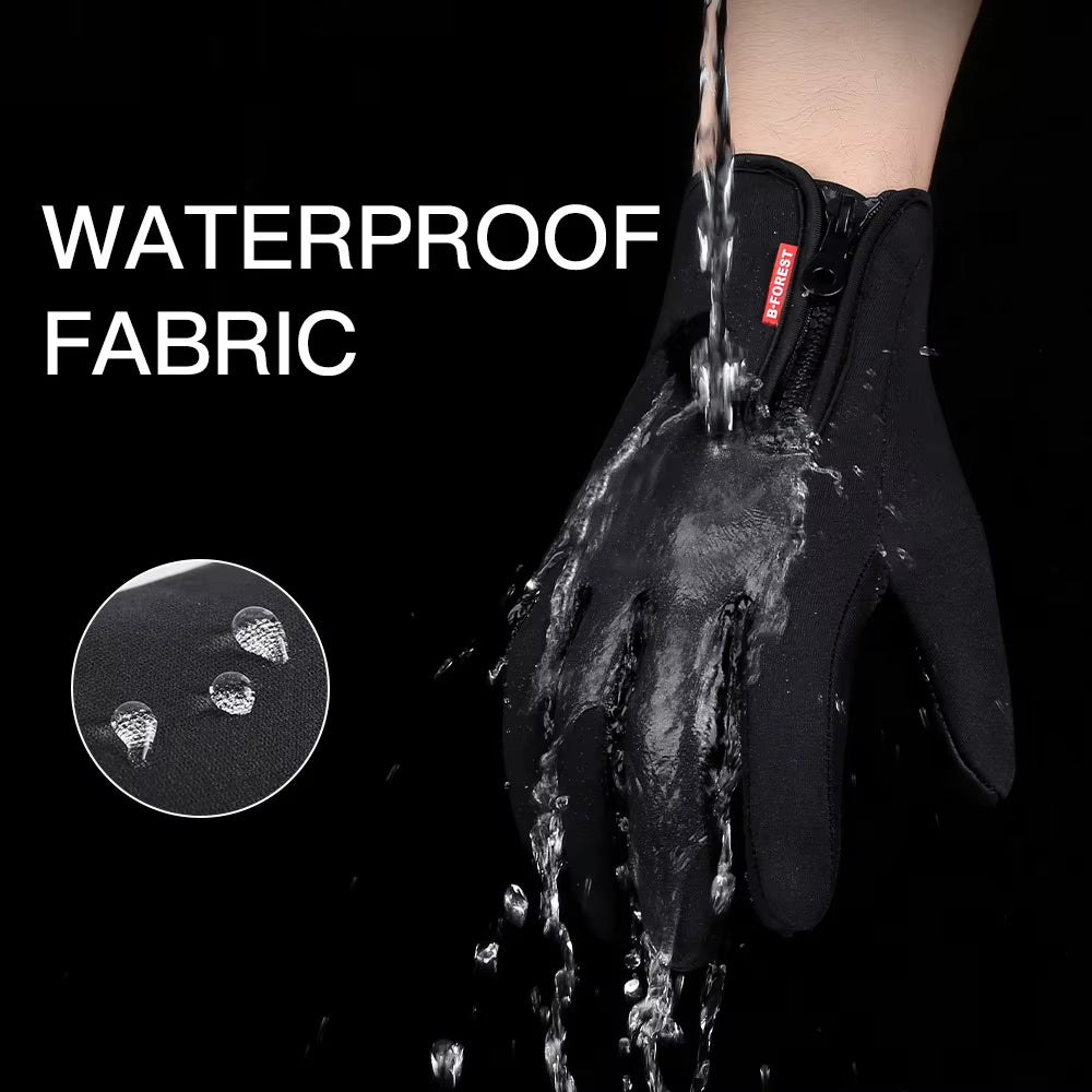 Unisex Winter Touchscreen Gloves – Windproof, Thermal, Non-Slip Cycling & Outdoor Sports Gloves with Zipper