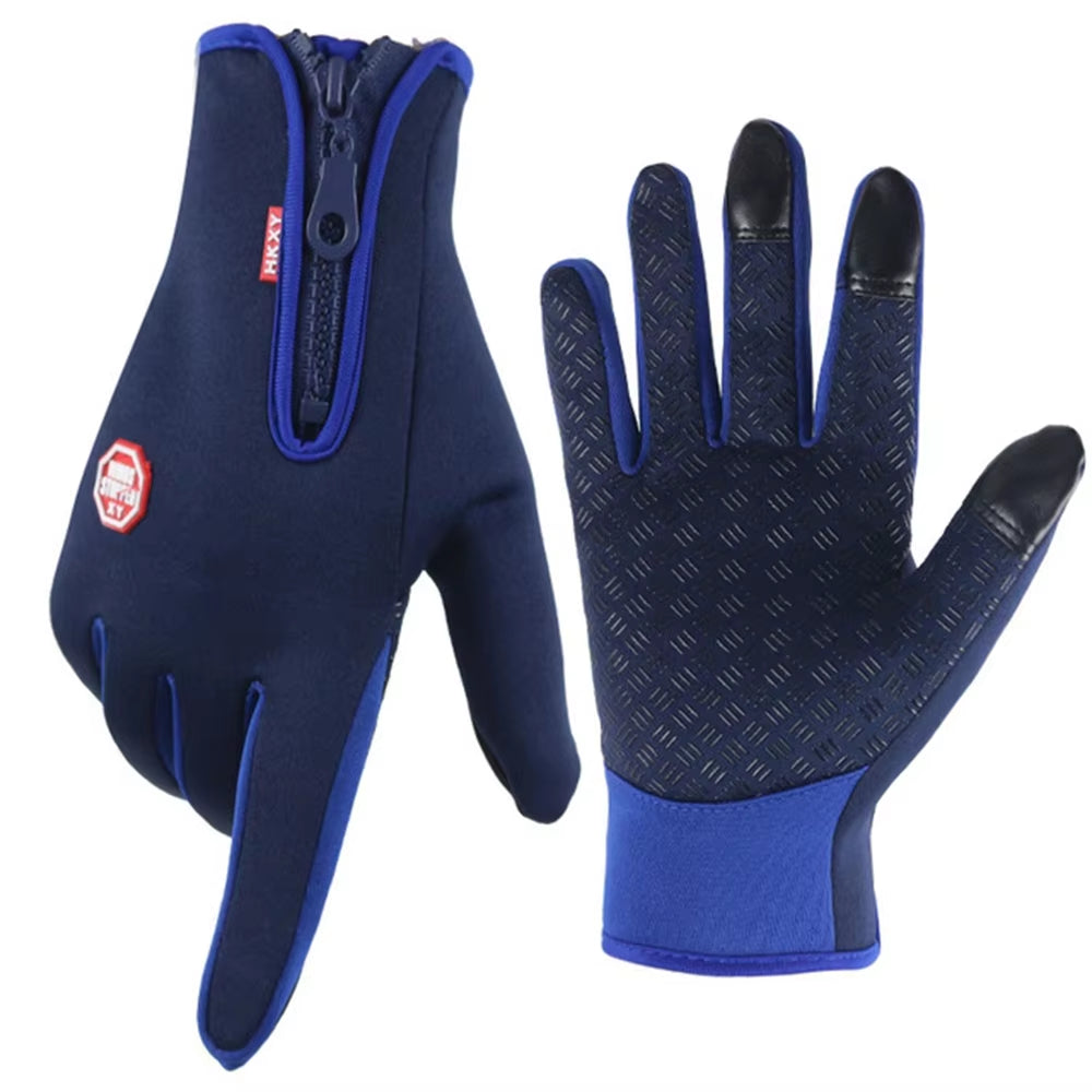 Unisex Winter Touchscreen Gloves – Windproof, Thermal, Non-Slip Cycling & Outdoor Sports Gloves with Zipper