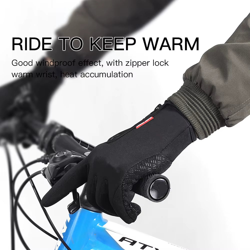 Unisex Winter Touchscreen Gloves – Windproof, Thermal, Non-Slip Cycling & Outdoor Sports Gloves with Zipper