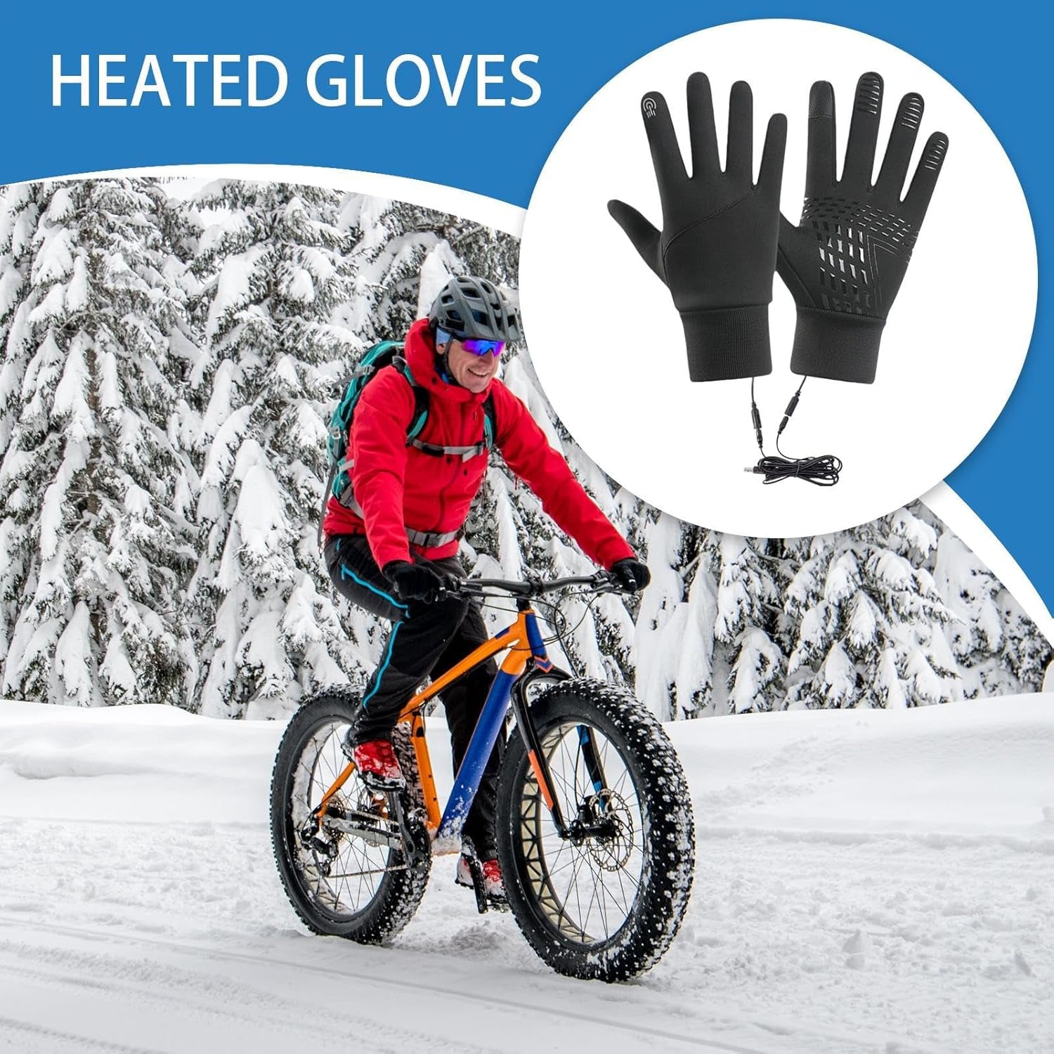 Guantes Calefactables,Guantes Térmicos Recargables USB | Manoplas Gruesas Calentadoras Para Mensajear, Snowboard, Acampar, Ciclismo, Caza, Conducir, En Hielo,