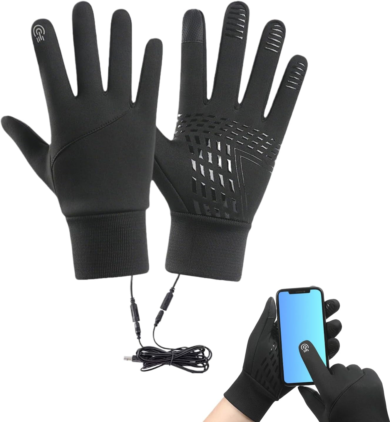 Guantes Calefactables,Guantes Térmicos Recargables USB | Manoplas Gruesas Calentadoras Para Mensajear, Snowboard, Acampar, Ciclismo, Caza, Conducir, En Hielo,