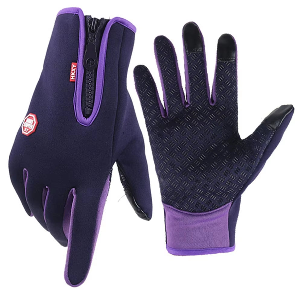 Unisex Winter Touchscreen Gloves – Windproof, Thermal, Non-Slip Cycling & Outdoor Sports Gloves with Zipper