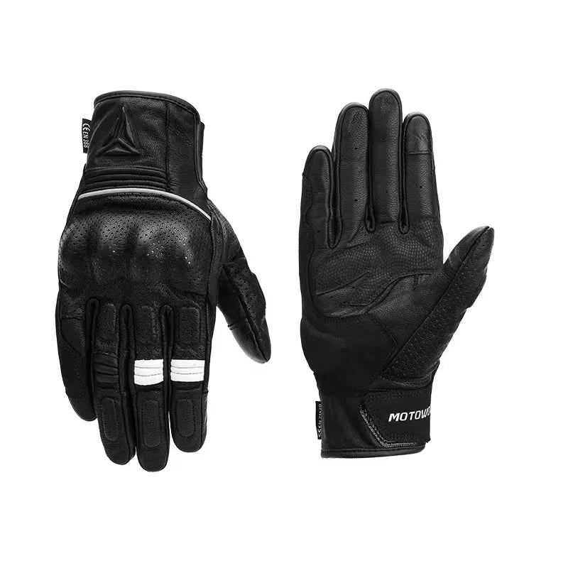 Summer Leather Motorcycle Gloves – Unisex, Comfortable and Protective for Motorbike, Scooter, and Motorcycle Riding