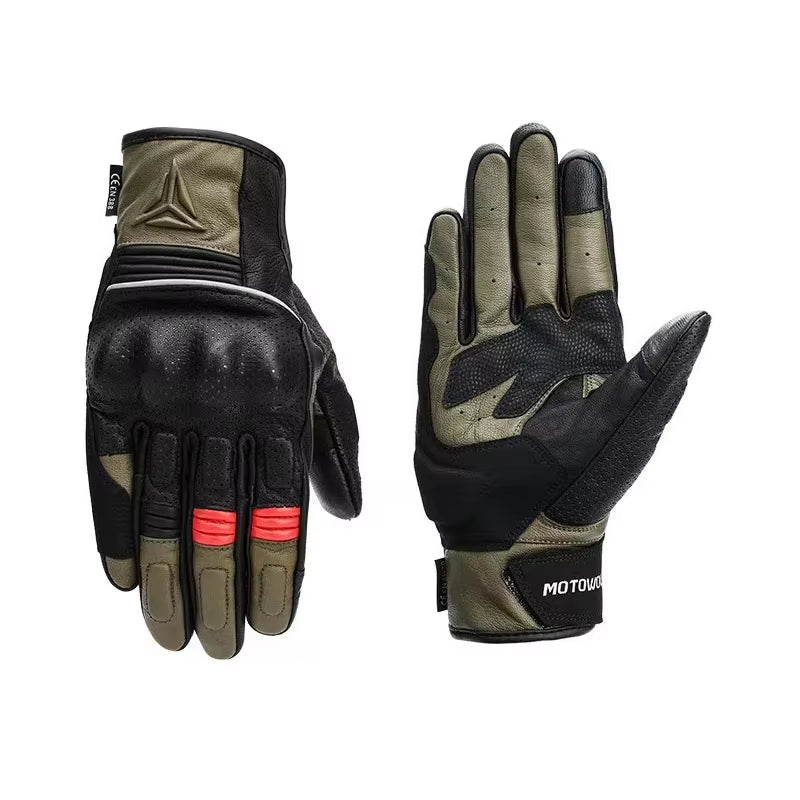 Summer Leather Motorcycle Gloves – Unisex, Comfortable and Protective for Motorbike, Scooter, and Motorcycle Riding