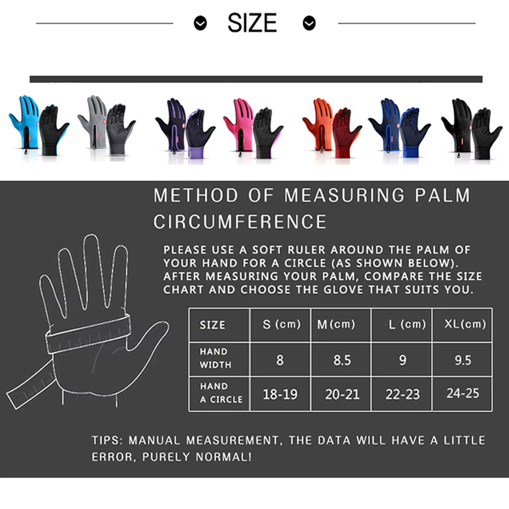 Unisex Winter Touchscreen Gloves – Windproof, Thermal, Non-Slip Cycling & Outdoor Sports Gloves with Zipper