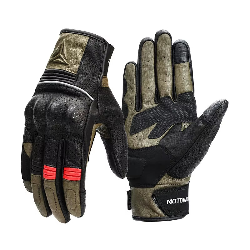 Summer Leather Motorcycle Gloves – Unisex, Comfortable and Protective for Motorbike, Scooter, and Motorcycle Riding