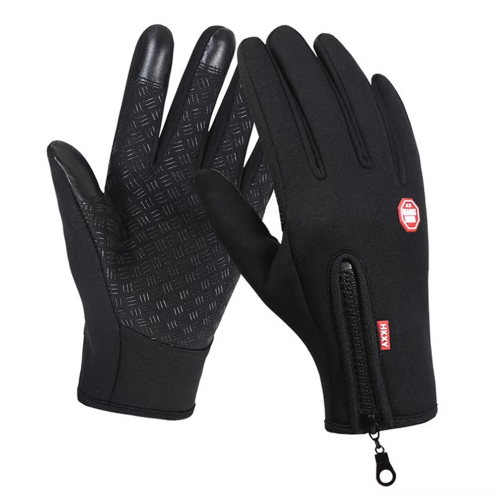 Unisex Winter Touchscreen Gloves – Windproof, Thermal, Non-Slip Cycling & Outdoor Sports Gloves with Zipper