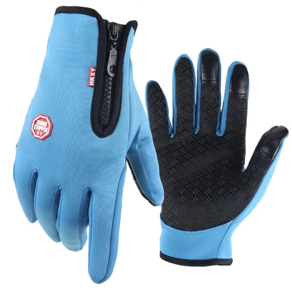 Unisex Winter Touchscreen Gloves – Windproof, Thermal, Non-Slip Cycling & Outdoor Sports Gloves with Zipper